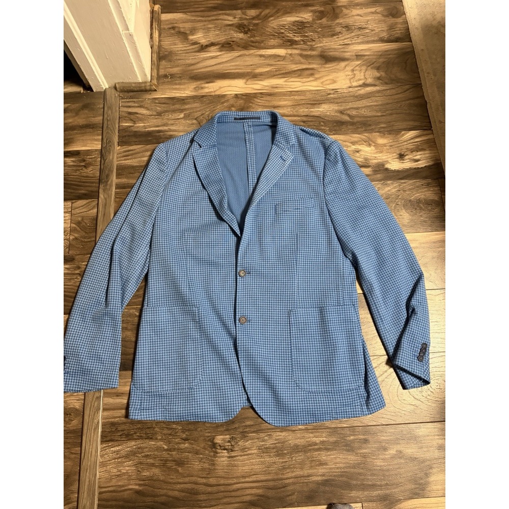 TailorByrd Men's Blue Plaid Sport Coat Blazer 2 Button Jacket Size-46L